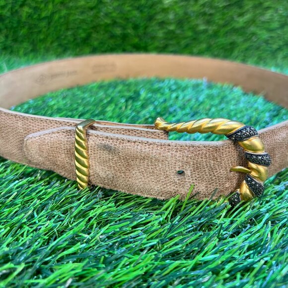 Vintage Judith Jack‎ Suede Leather Belt Marcasite Jeweled buckle - Picture 3 of 6